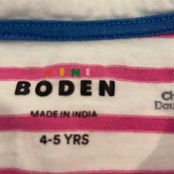 Mini Boden Pink and White Cotton Boatneck Tee - Picture 2 of 2